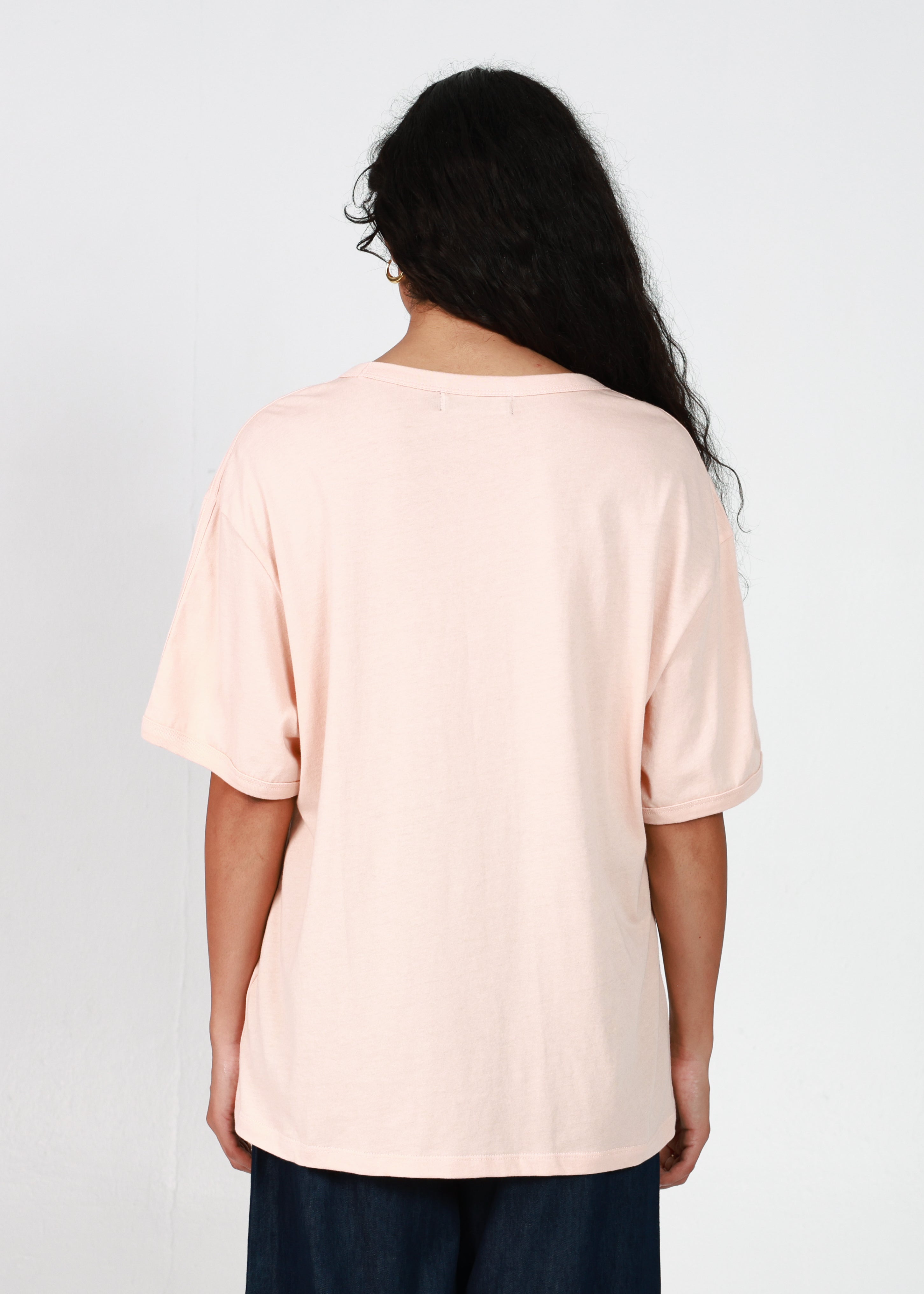 Peach Relaxed Fit Two Stripe Ringer Tee