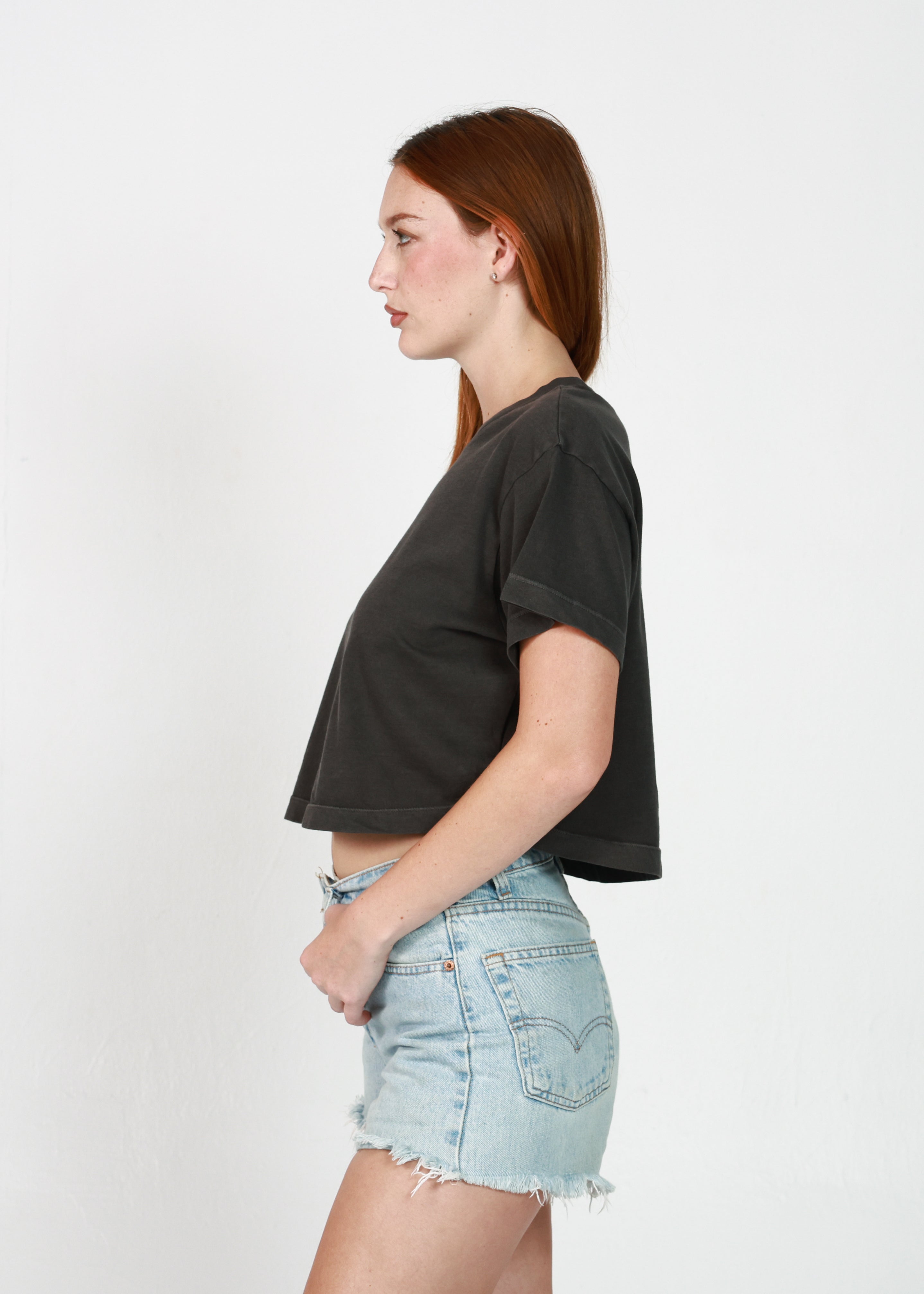 Vintage Black Oversized Crop Tee