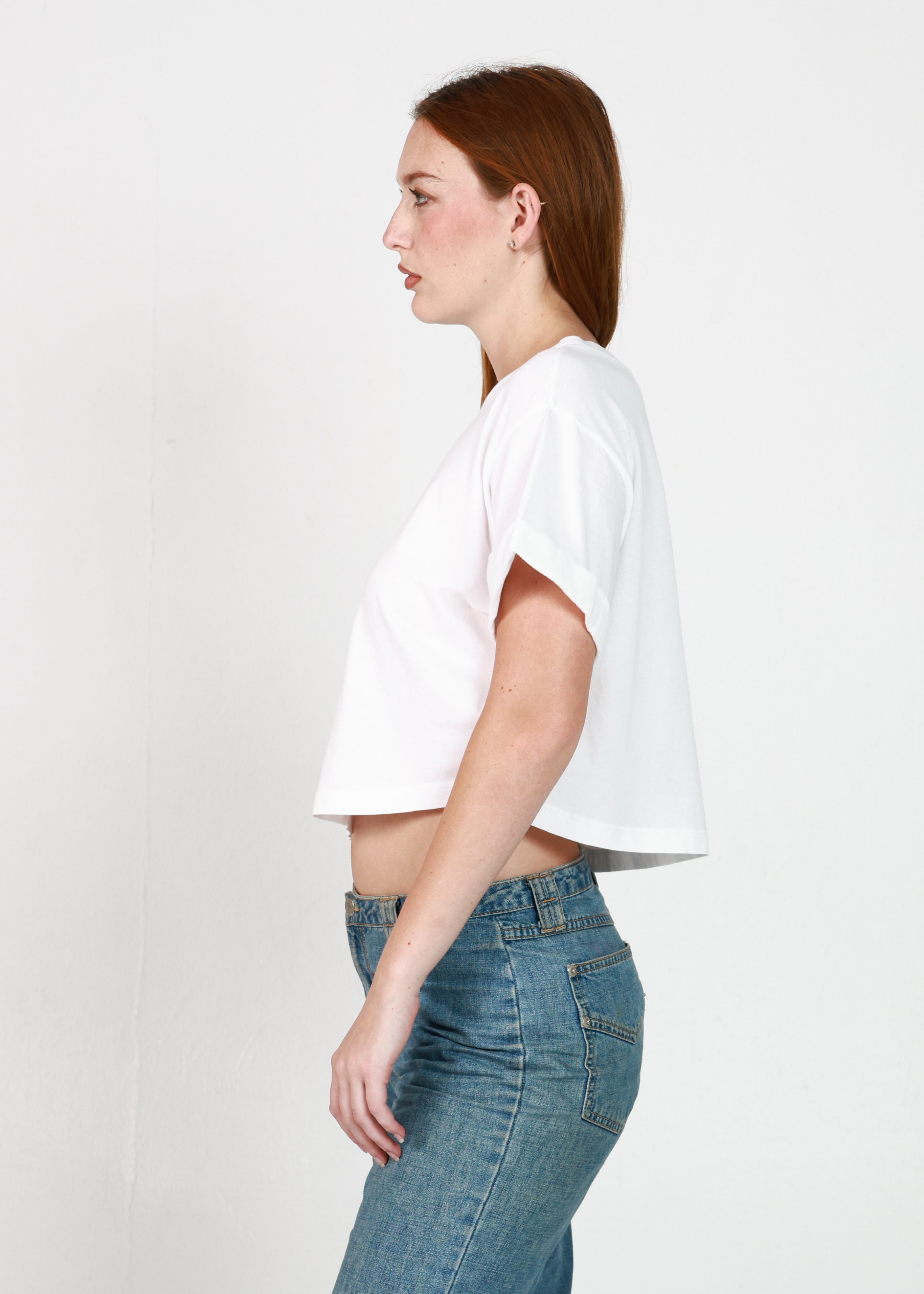 Vintage White Cropped Boyfriend Tee