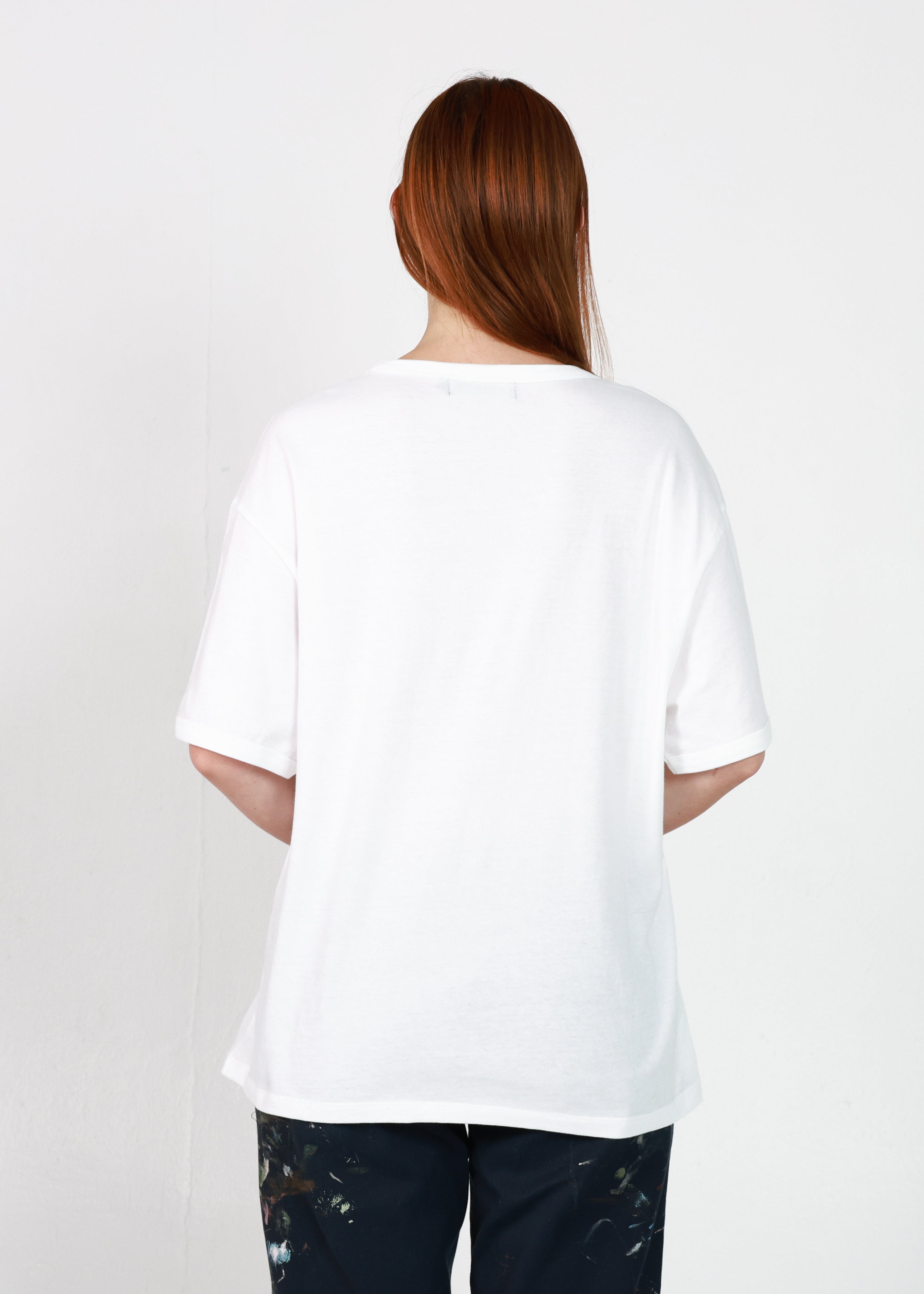 White Relaxed Fit Two Stripe Ringer Tee