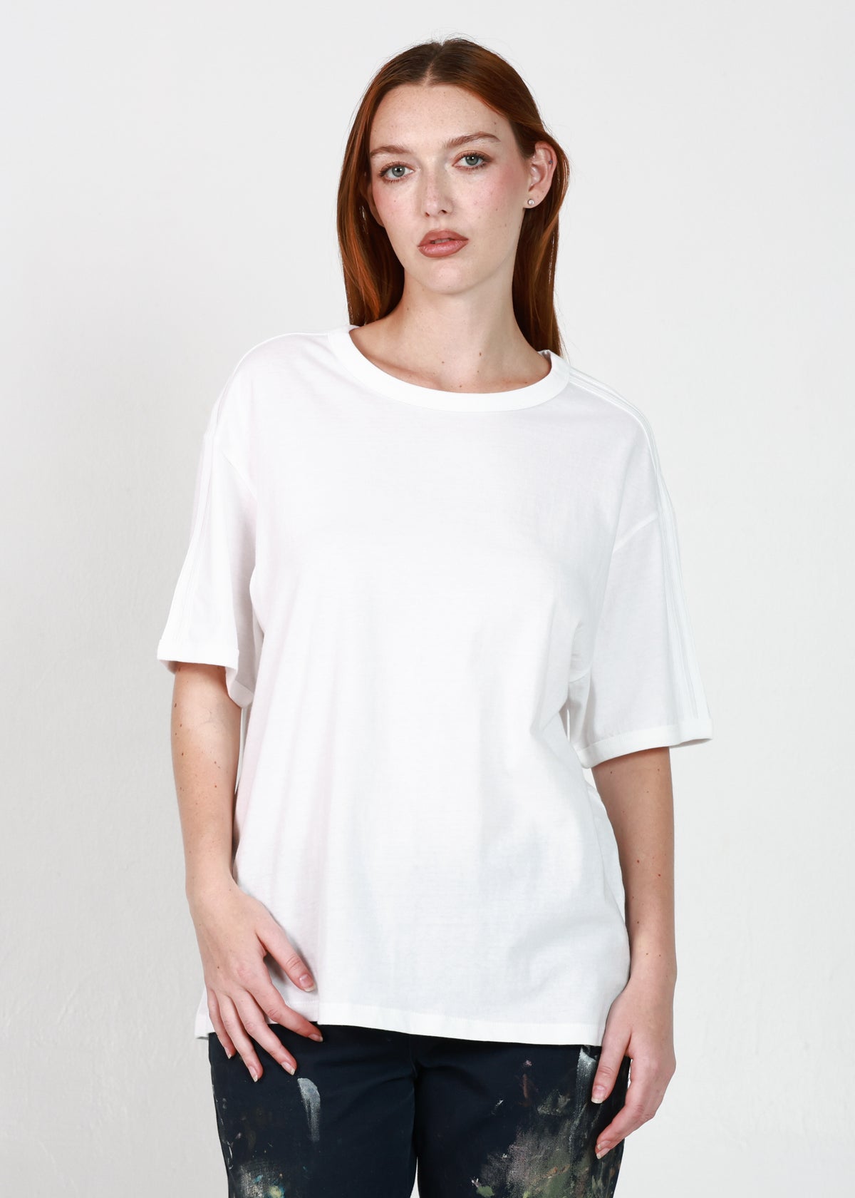 WomensWhiteRelaxedFitTwoStripe 