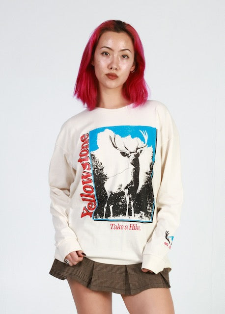 Yellowstone Hike Off White Long Sleeve Crewneck Tee