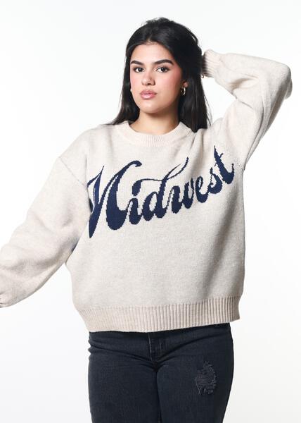 Midwest Oatmeal Oversized Sweater