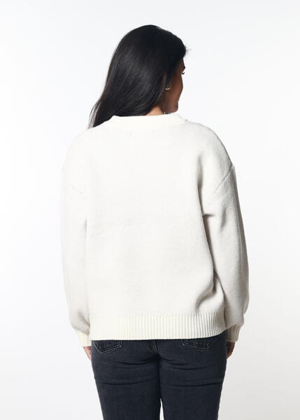 Red Bow White Oversized Sweater