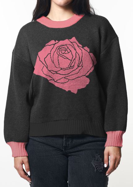 Rose Black Oversized Sweater