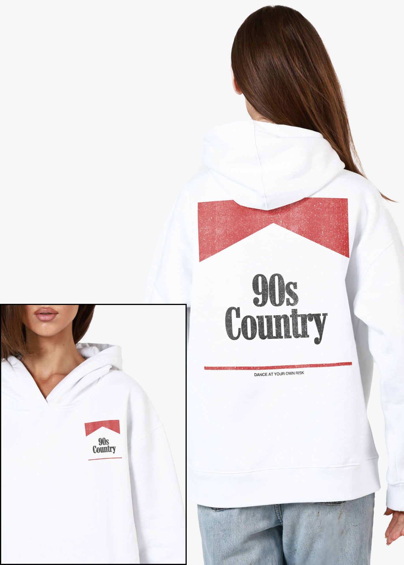 90's Country Oversized White Hoodie