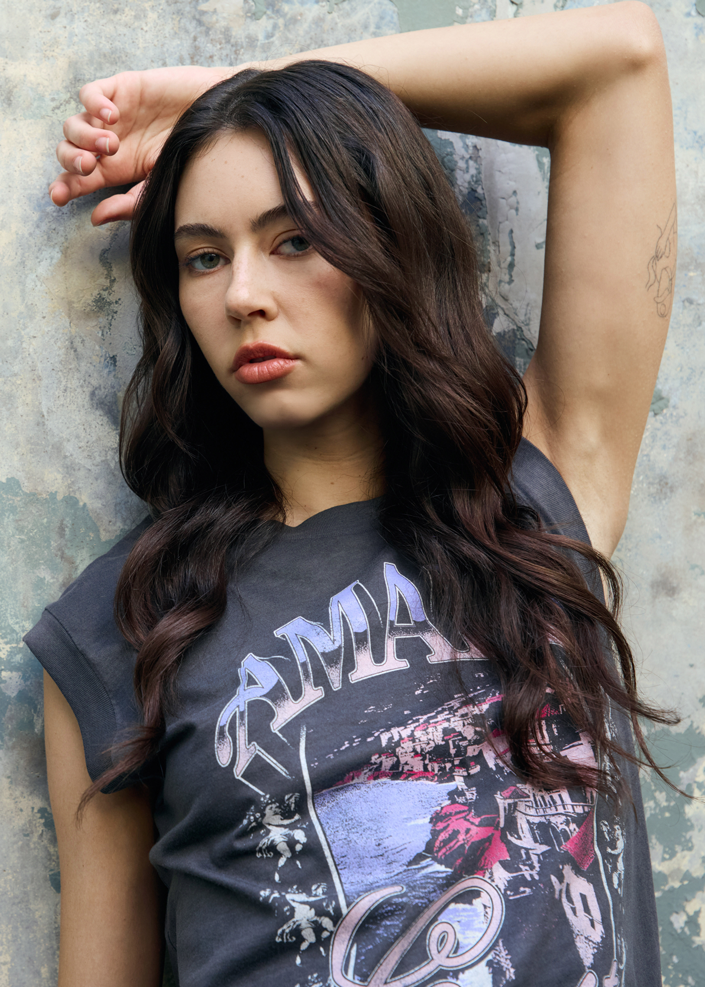 Amalfi Coast Vintage Black Moto Tee