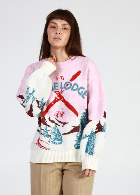 Alpine Lodge Pink Oversized Sweater