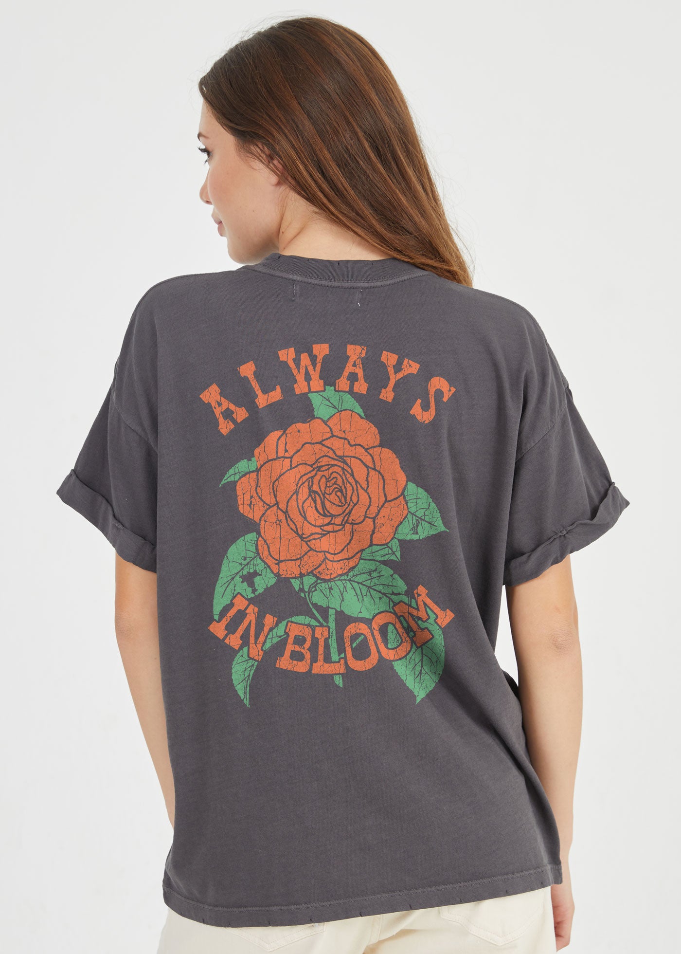 Always in Bloom Rose Black Boyfriend Tee