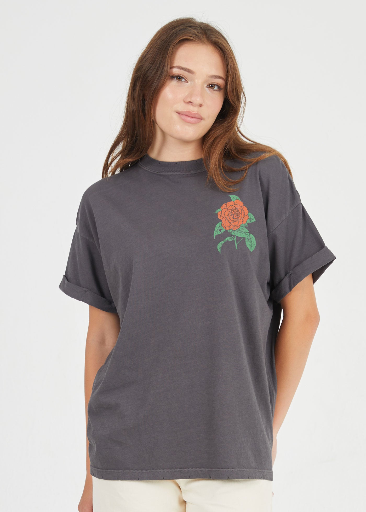 Always in Bloom Rose Black Boyfriend Tee