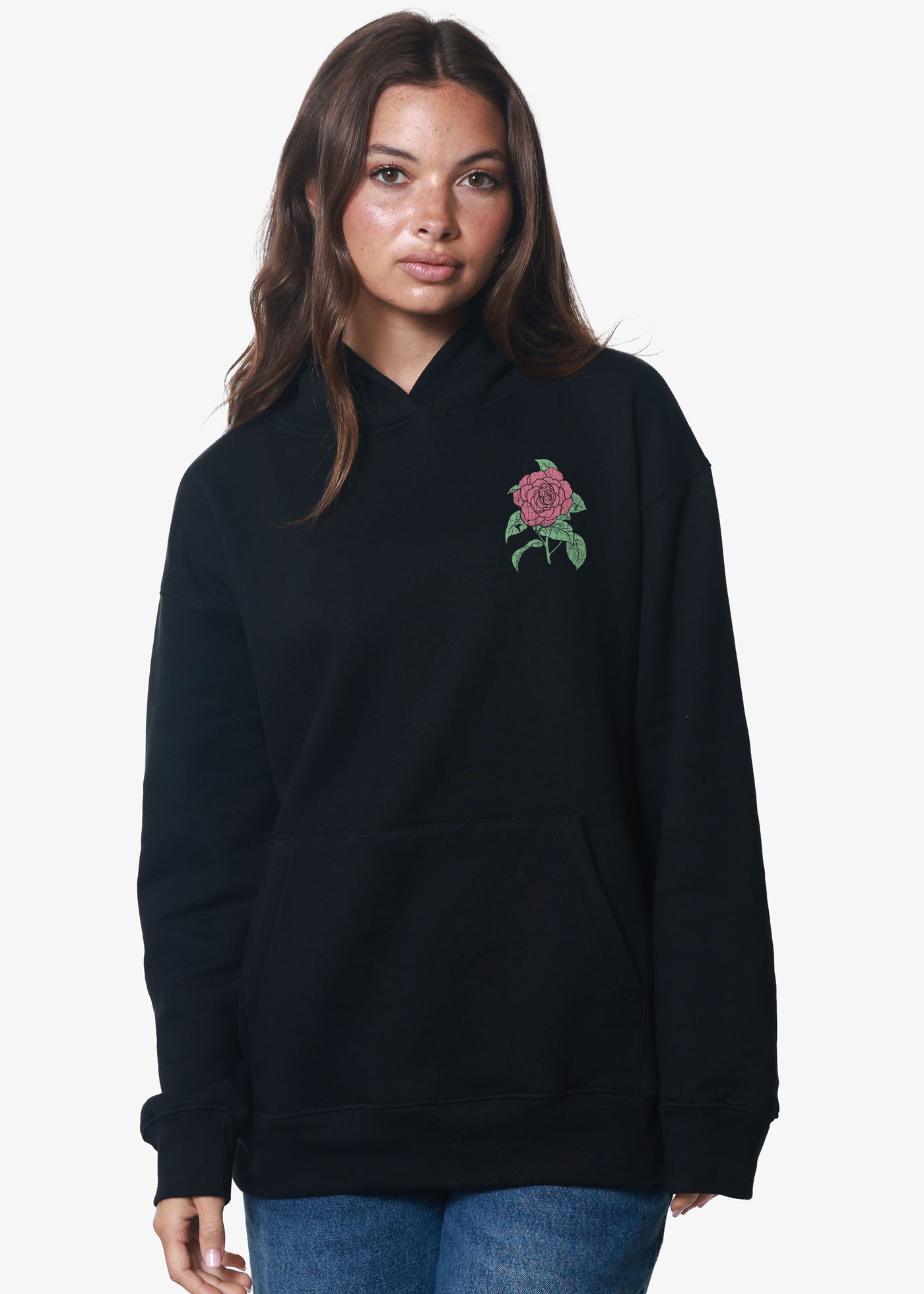 Always In Bloom Oversized Black Hoodie