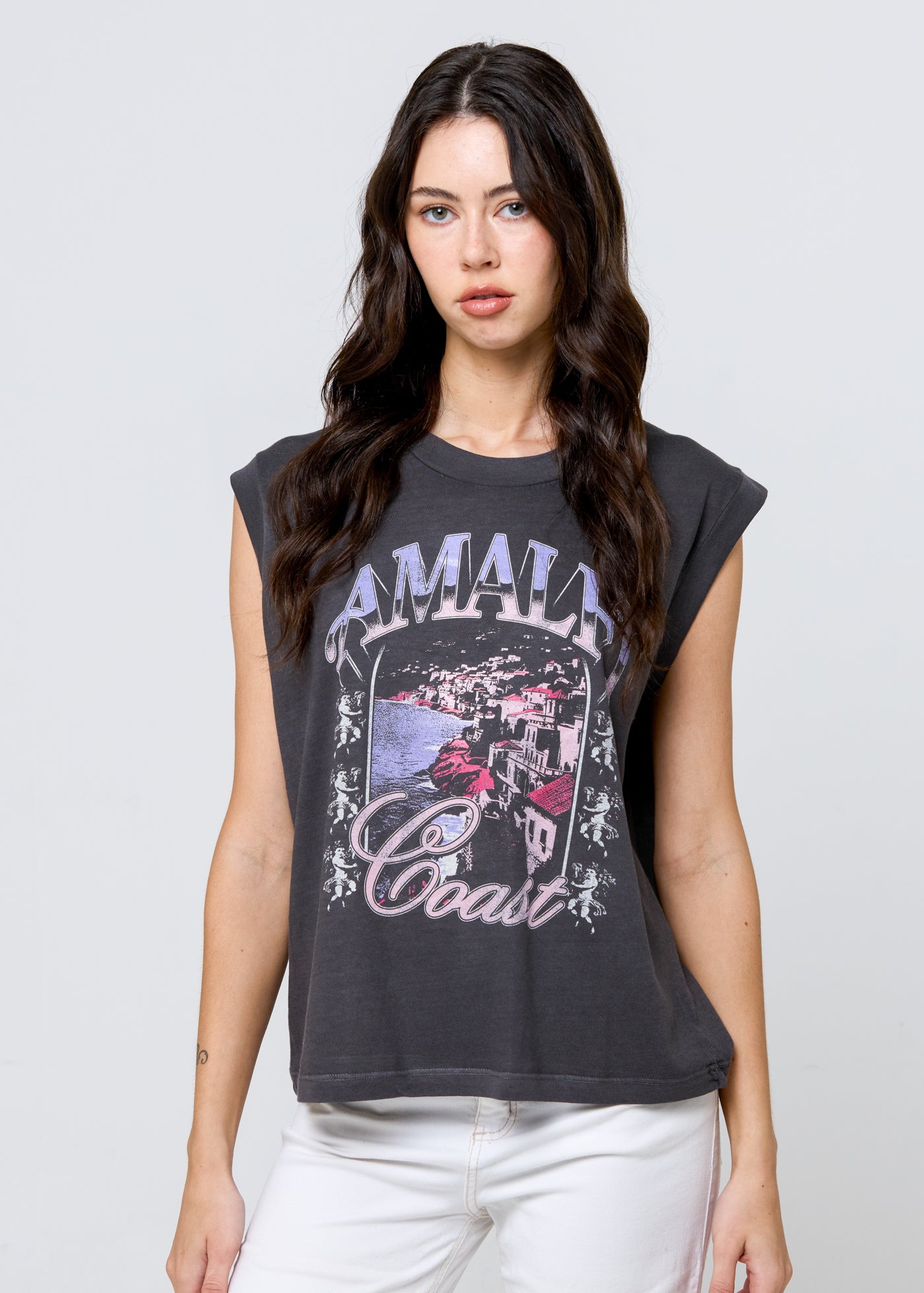 Amalfi Coast Vintage Black Moto Tee