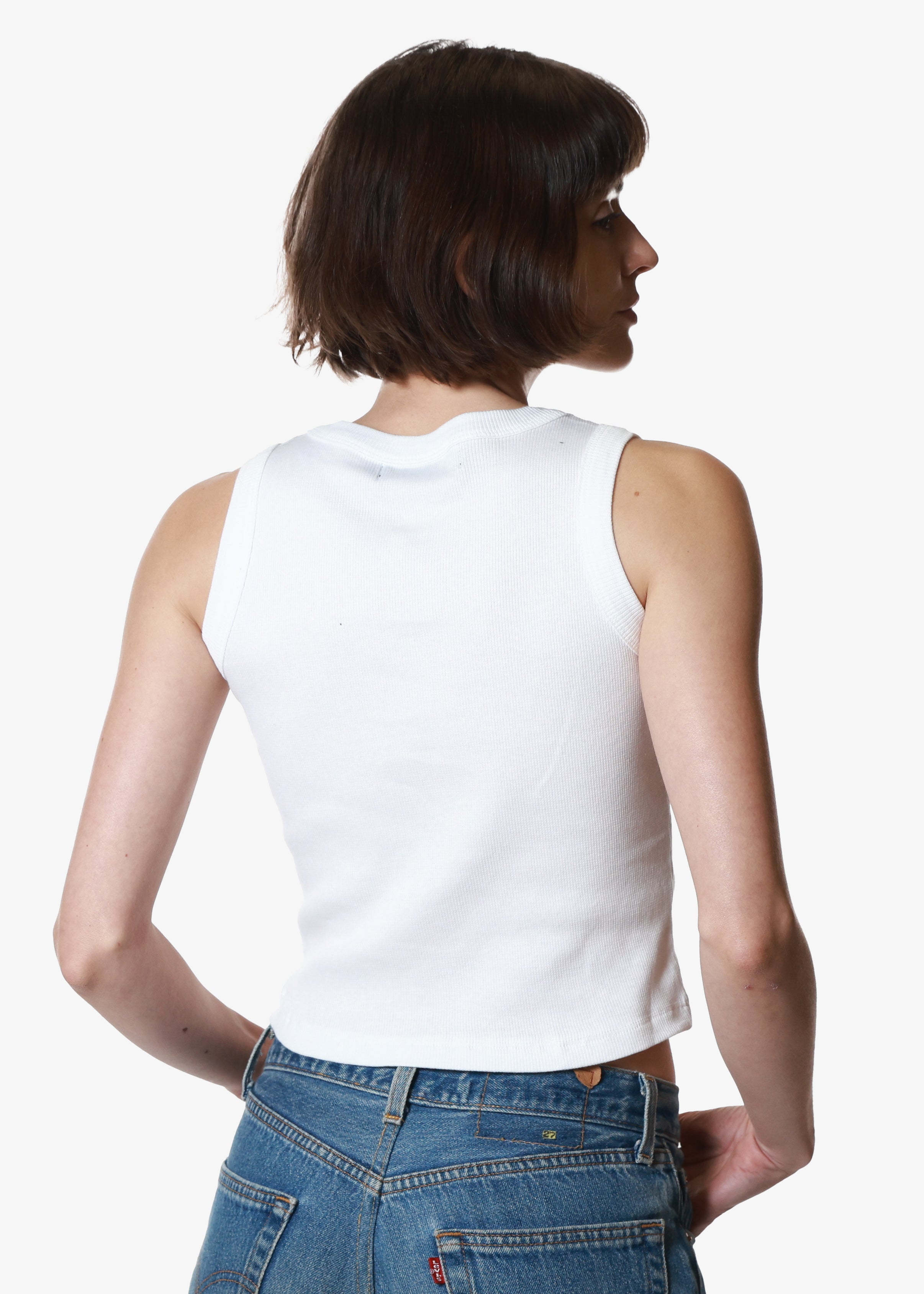 American Dream Ribbed White Crop Tank