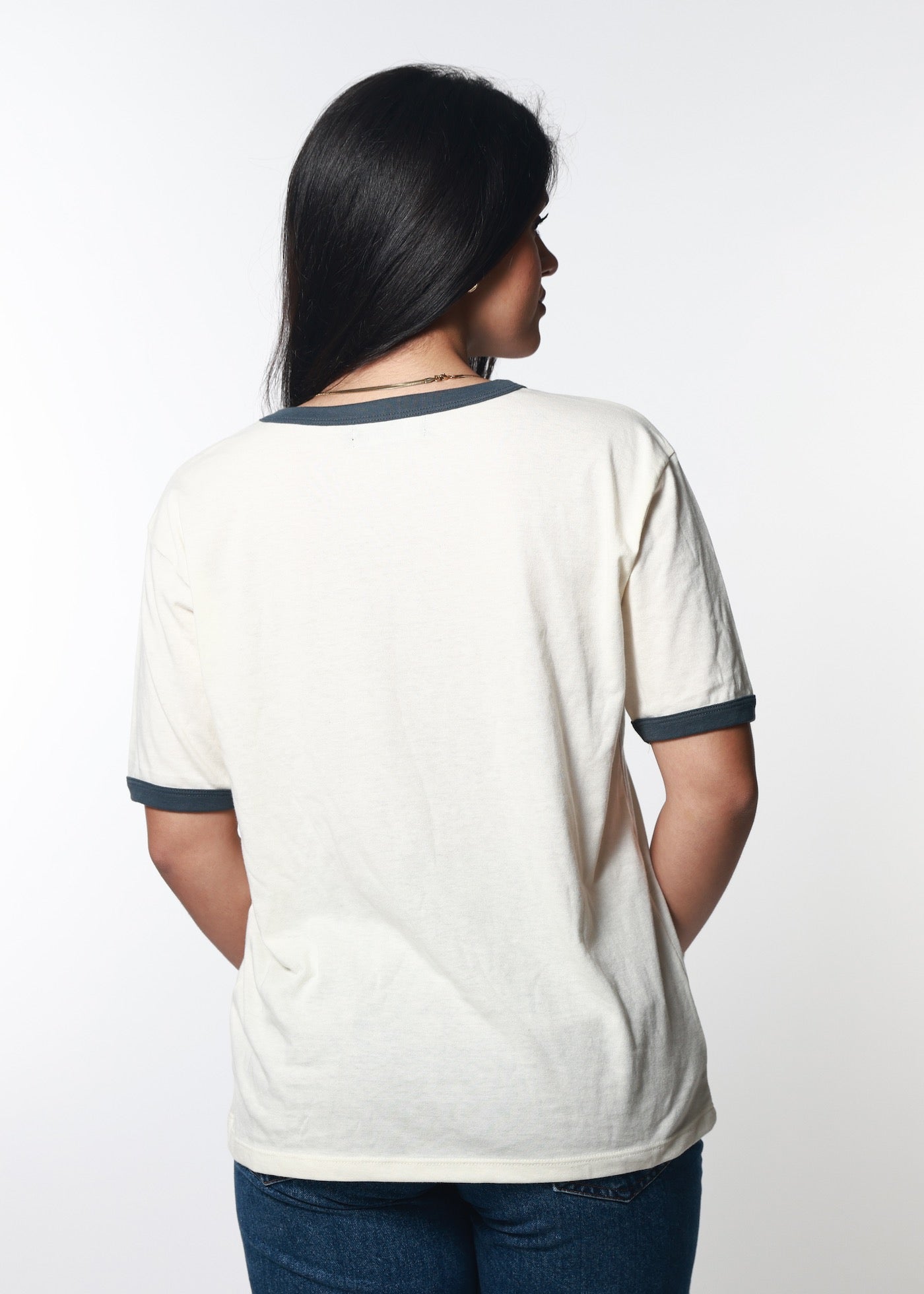 Joshua Tree Sun & Moon Bone & Navy Slouchy Ringer Tee