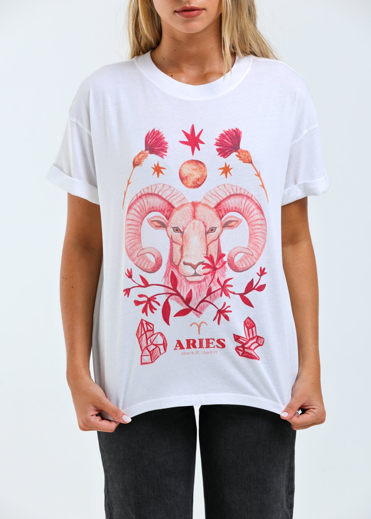 Aries Cosmic Zodiac Vintage Boyfriend Tee