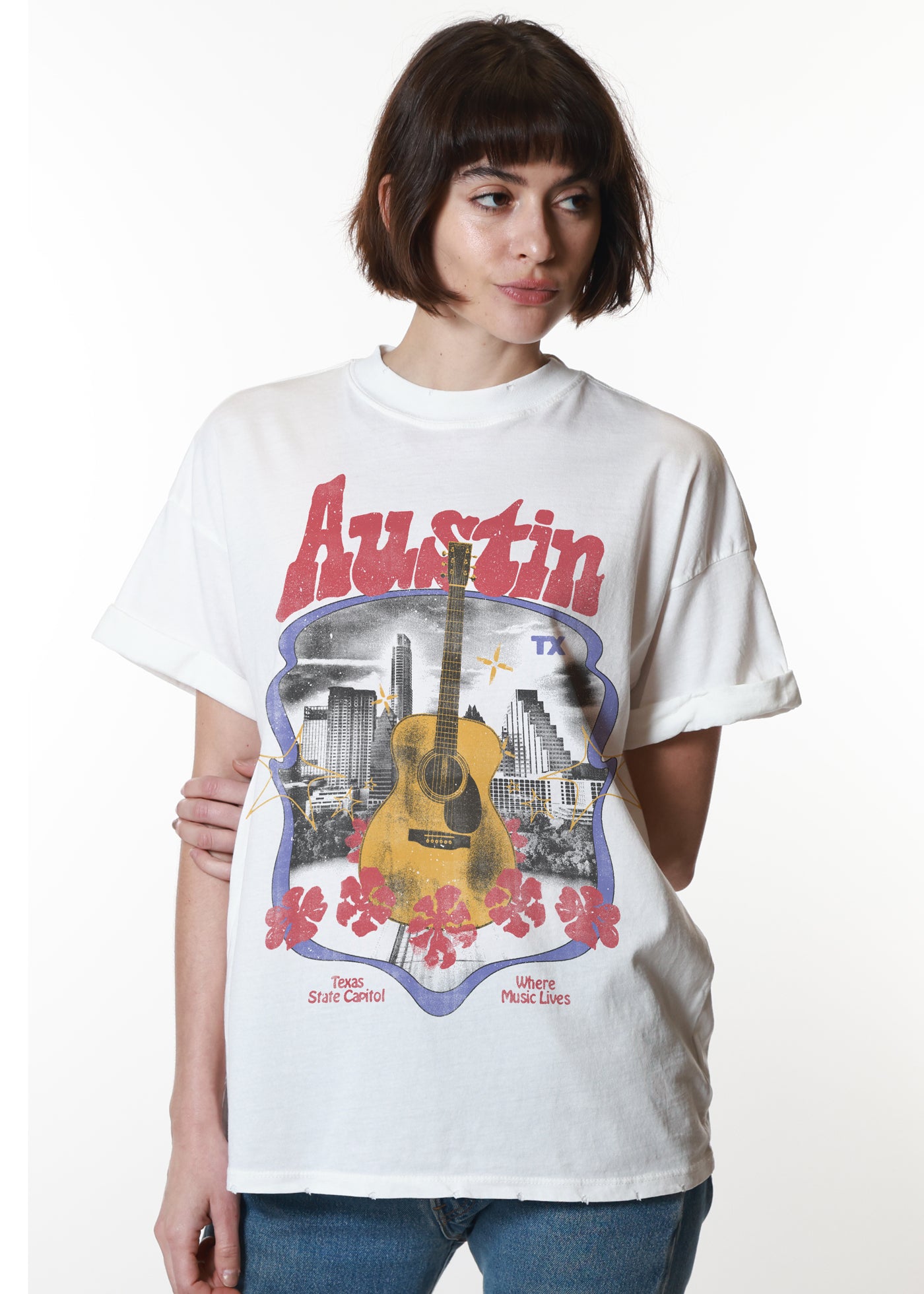 Austin Vintage White Boyfriend Tee