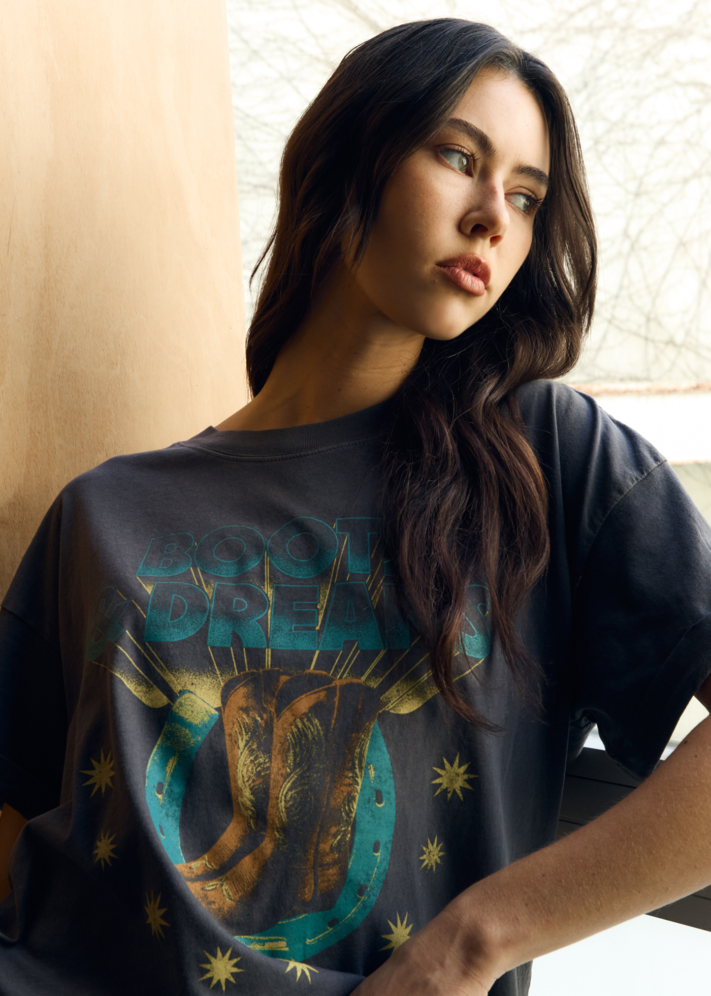 Boots & Dreams Vintage Black Boyfriend Tee