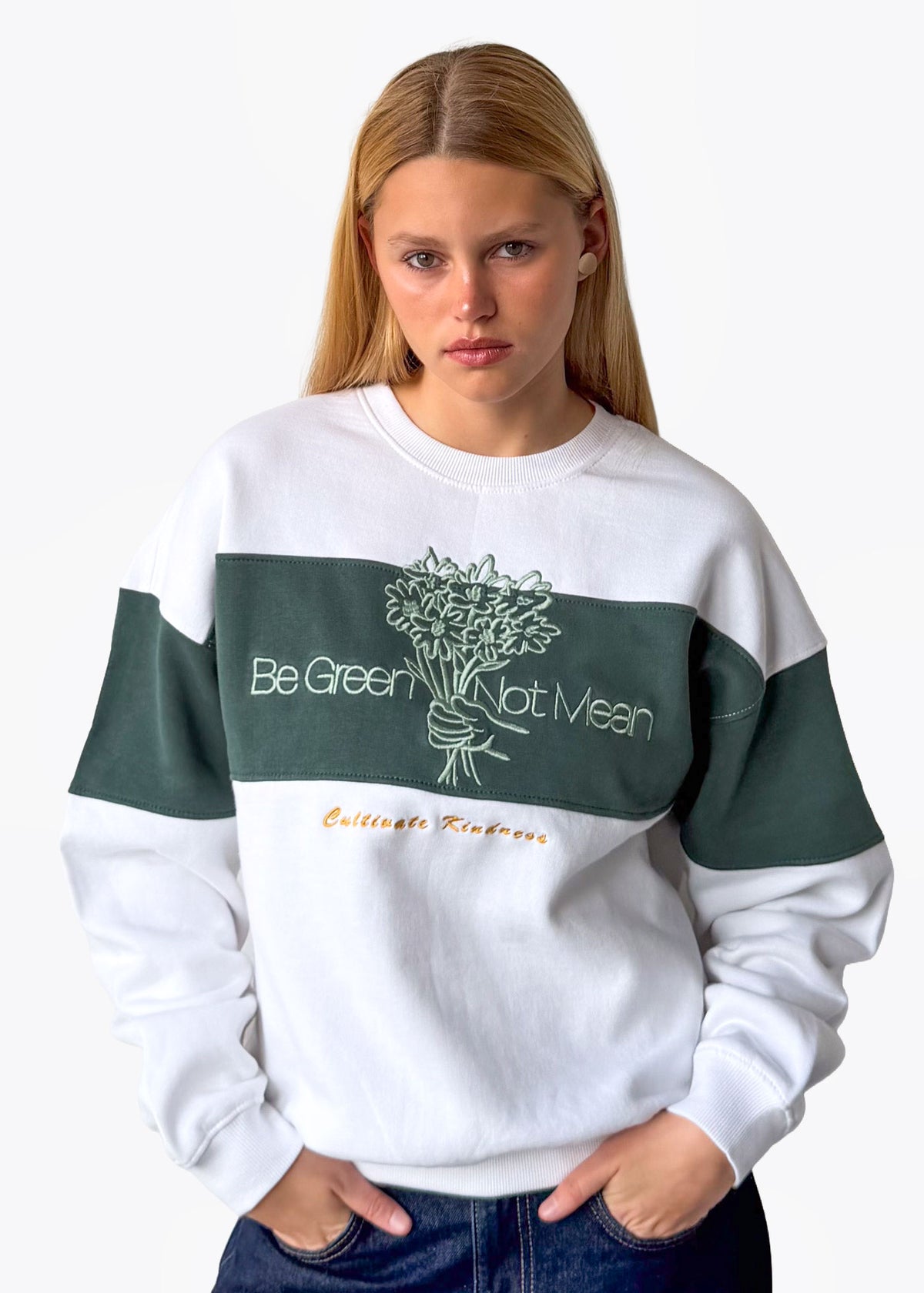 Be Green Organic Off White Oversized Crewneck Sweatshirt