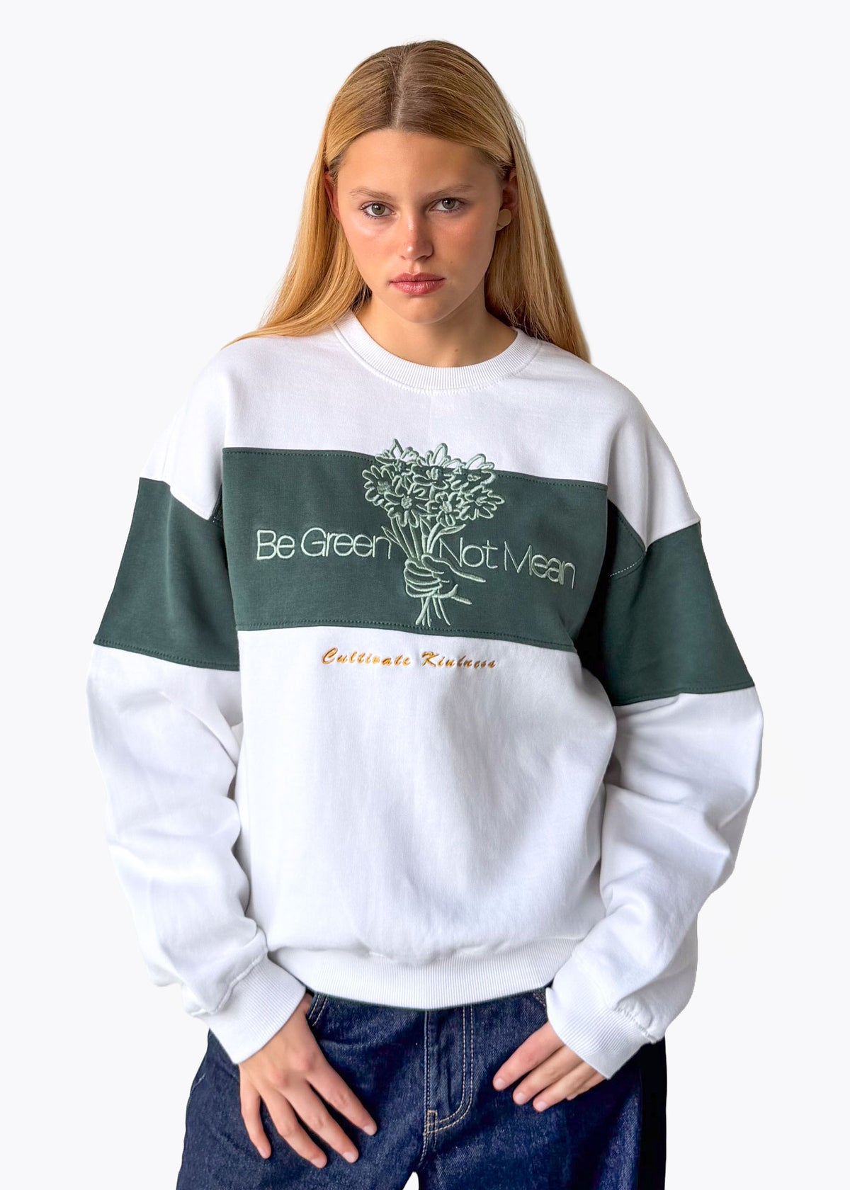 Be Green Organic Off White Oversized Crewneck Sweatshirt