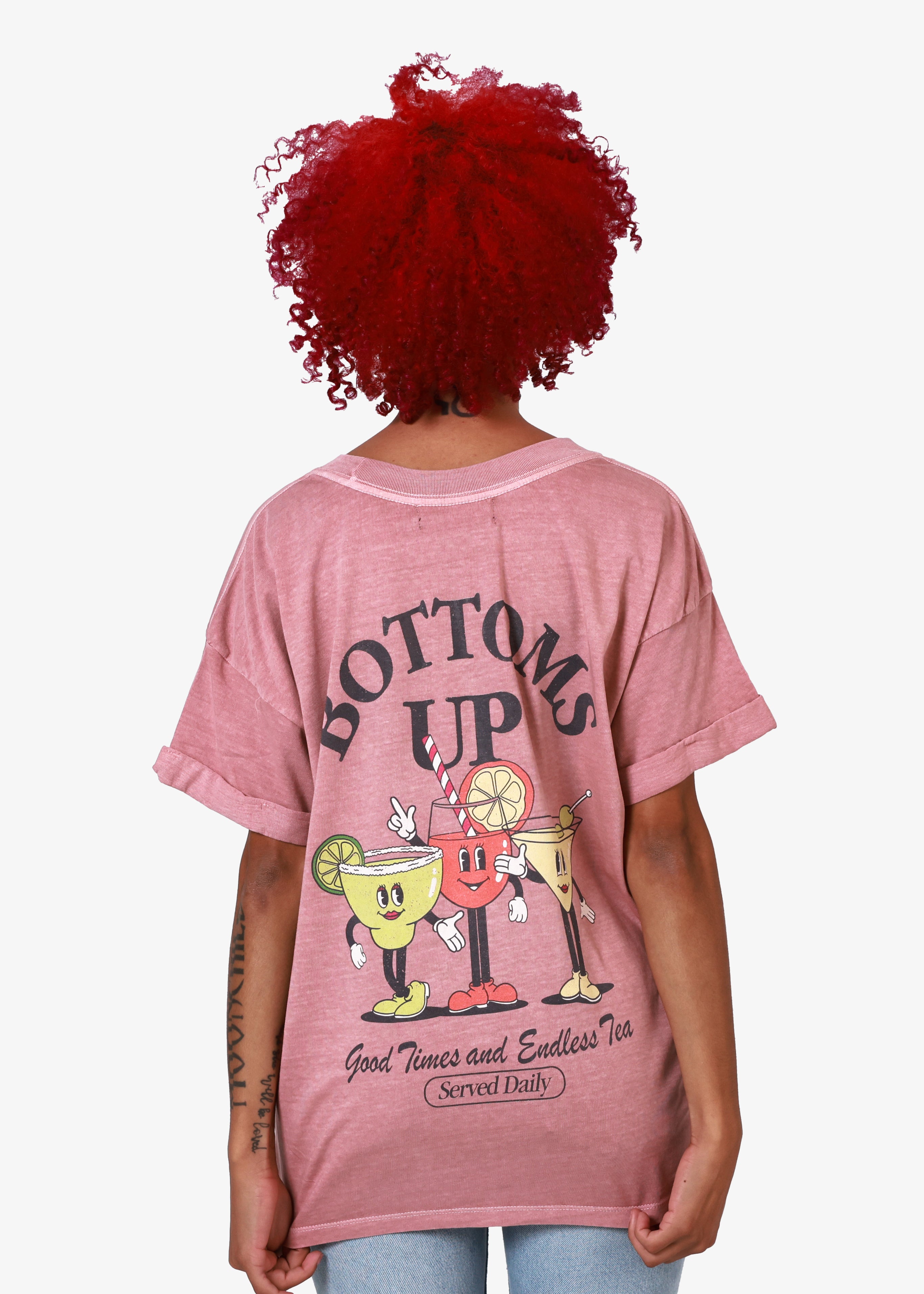 Bottoms Up Dusty Pink Boyfriend Tee