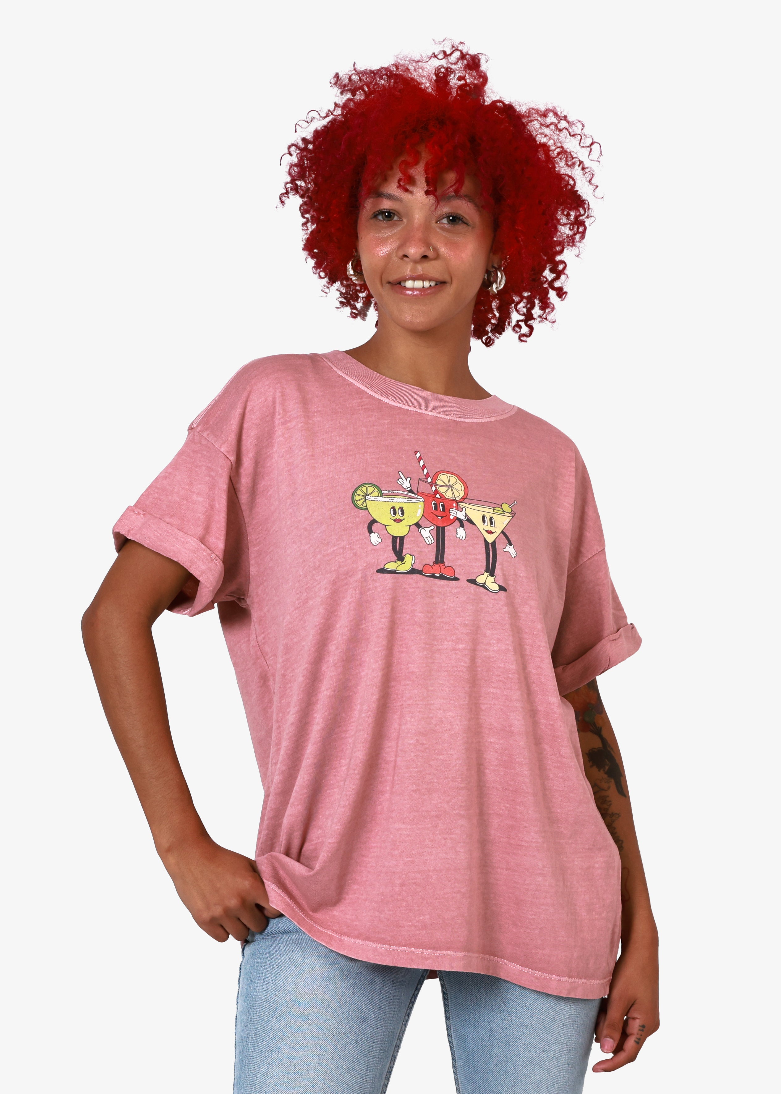 Bottoms Up Dusty Pink Boyfriend Tee