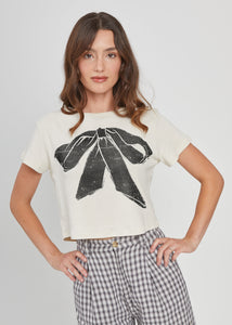 Bow Off White Baby Tee