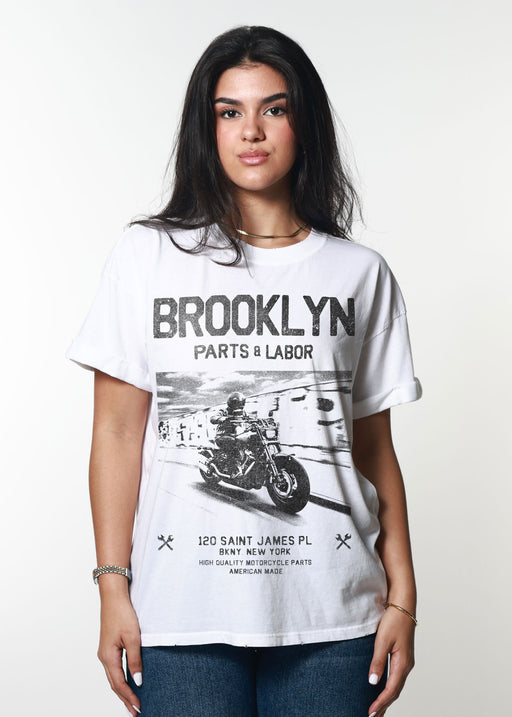 Brooklyn Parts & Labor White Boyfriend Tee