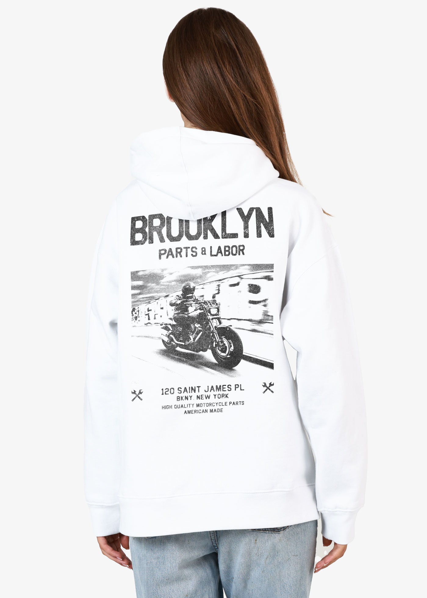 Brooklyn Parts Oversized White Hoodie