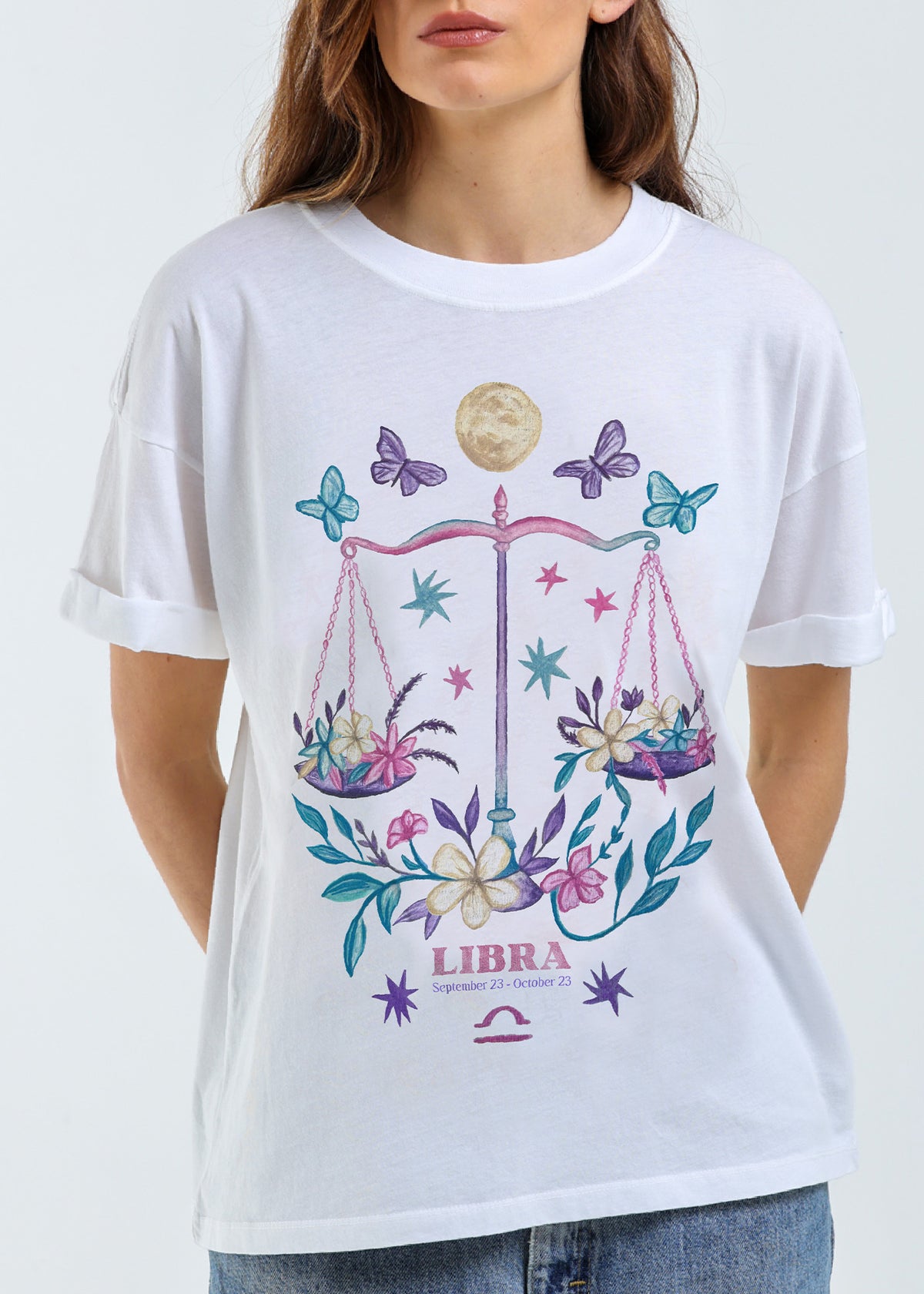 Libra Cosmic Zodiac Vintage Boyfriend Tee