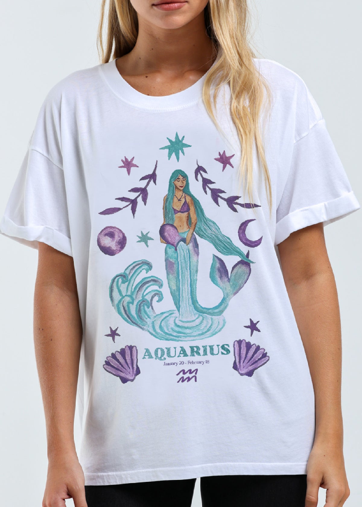 Aquarius Cosmic Zodiac Vintage Boyfriend Tee