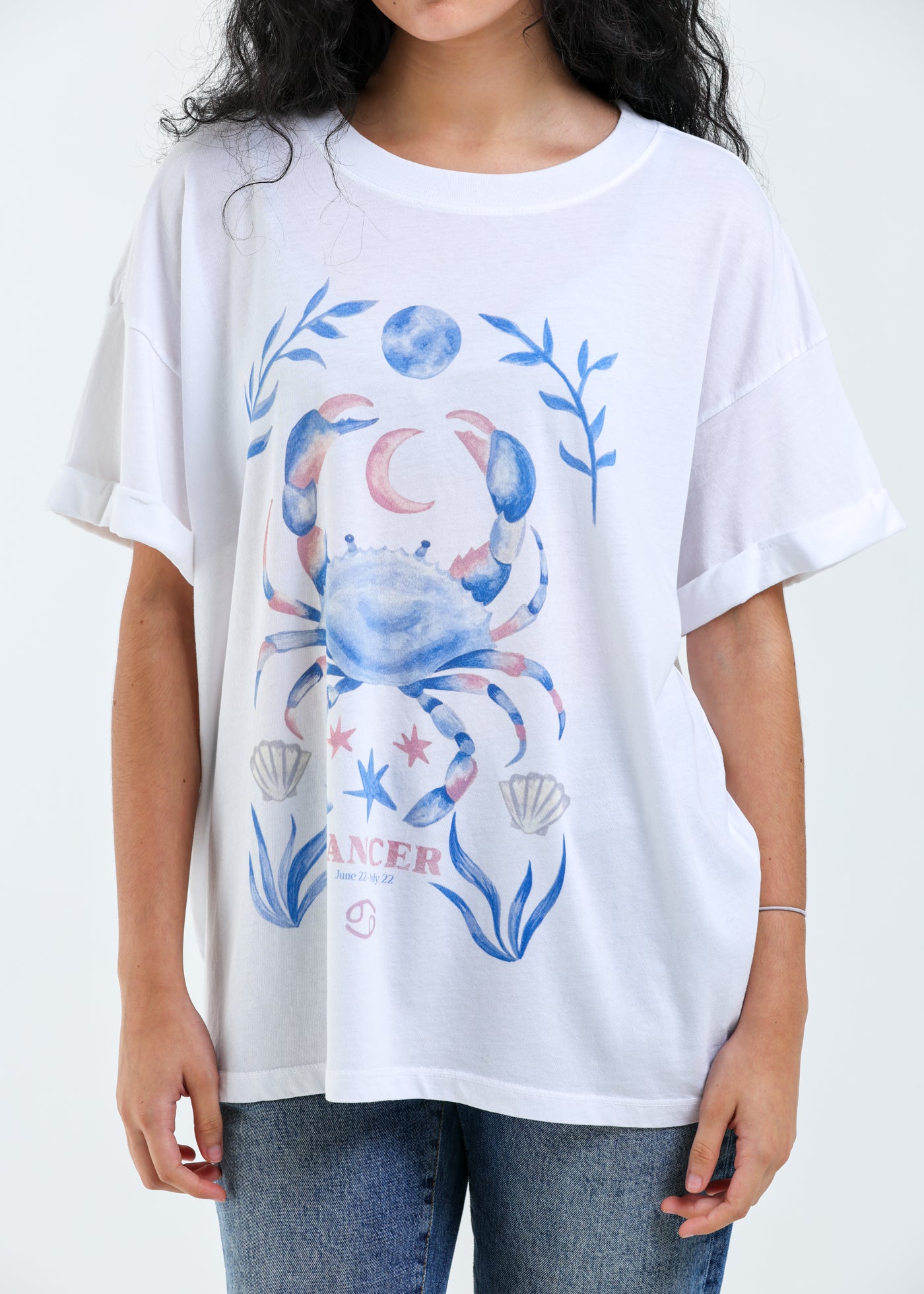 Cancer Cosmic Zodiac Vintage White Boyfriend Tee