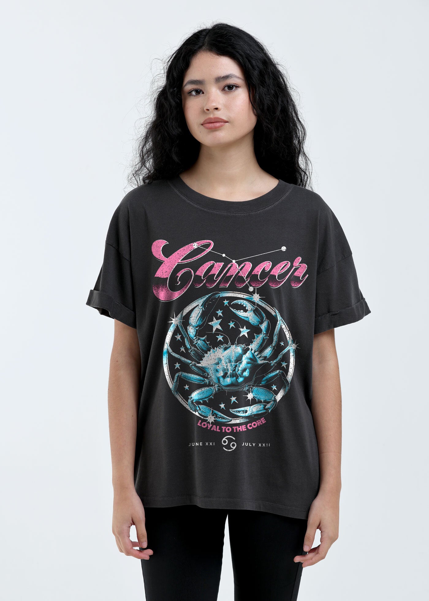 Cancer Zodiac Reunion Tour Vintage Black Boyfriend Tee