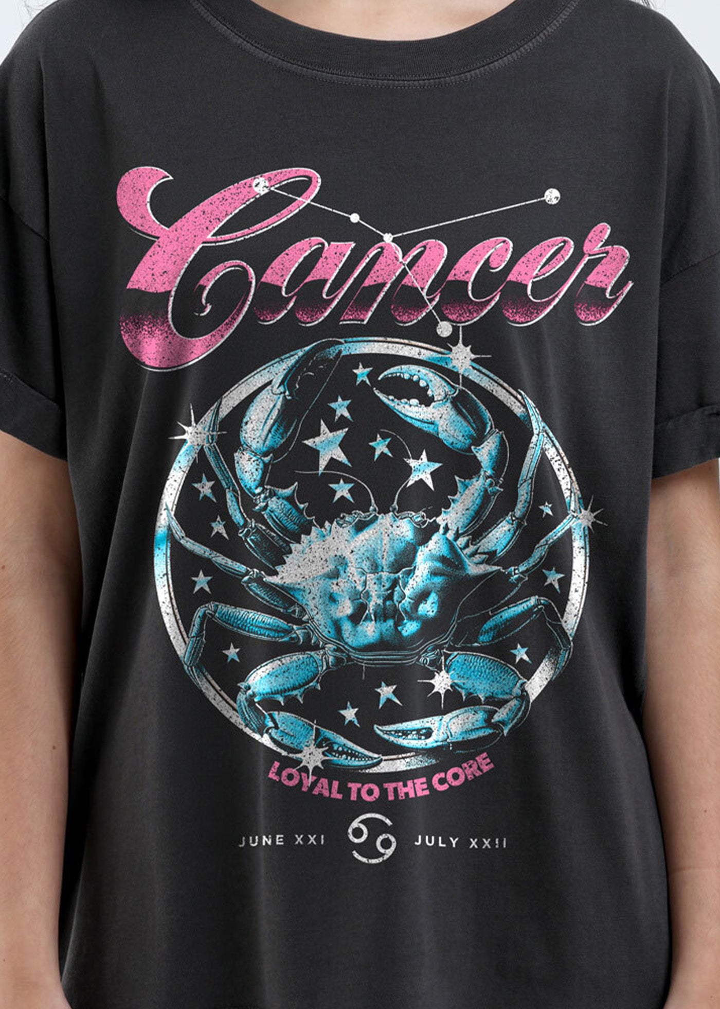 Cancer Zodiac Reunion Tour Vintage Black Boyfriend Tee