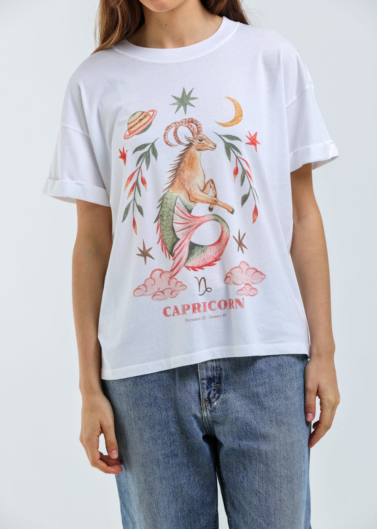 Capricorn Cosmic Zodiac Vintage Boyfriend Tee