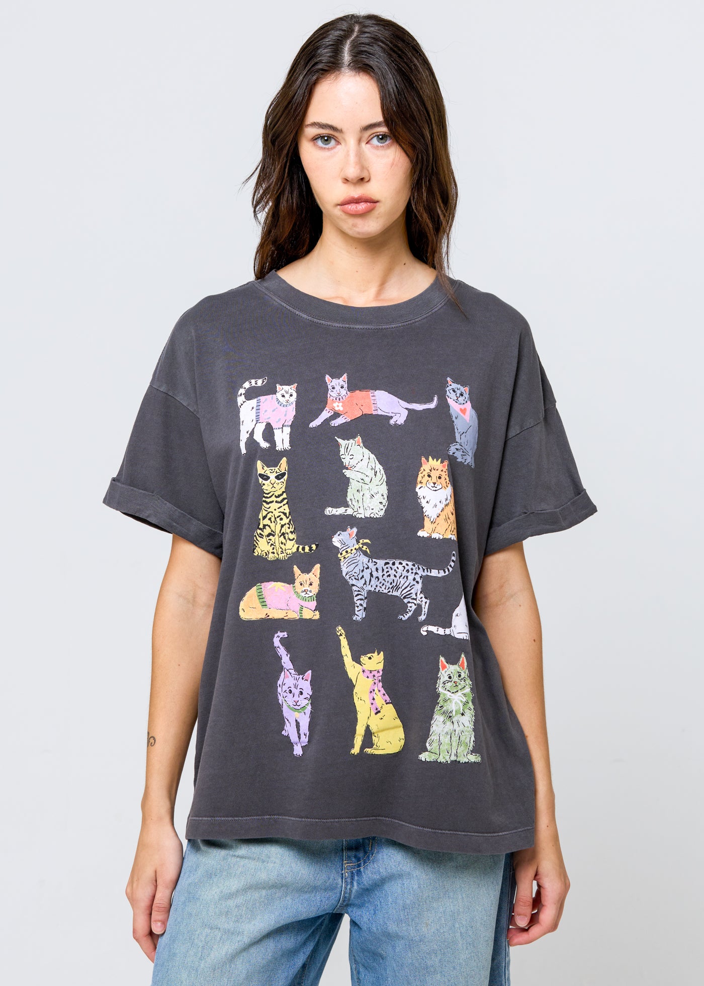 Cats Vintage Black Boyfriend Tee