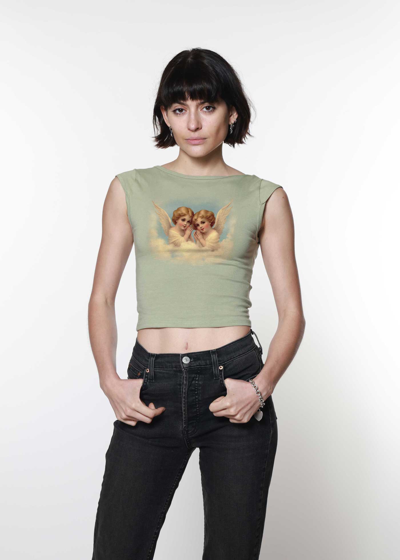 Cherubs Pistachio Backless Tee