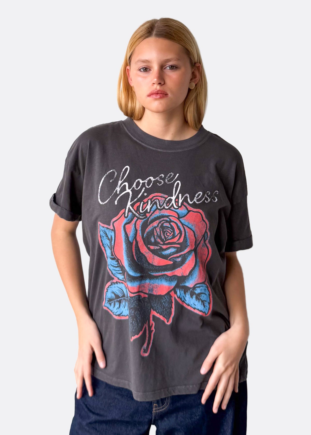 Choose Kindness Organic Vintage Black Boyfriend Tee