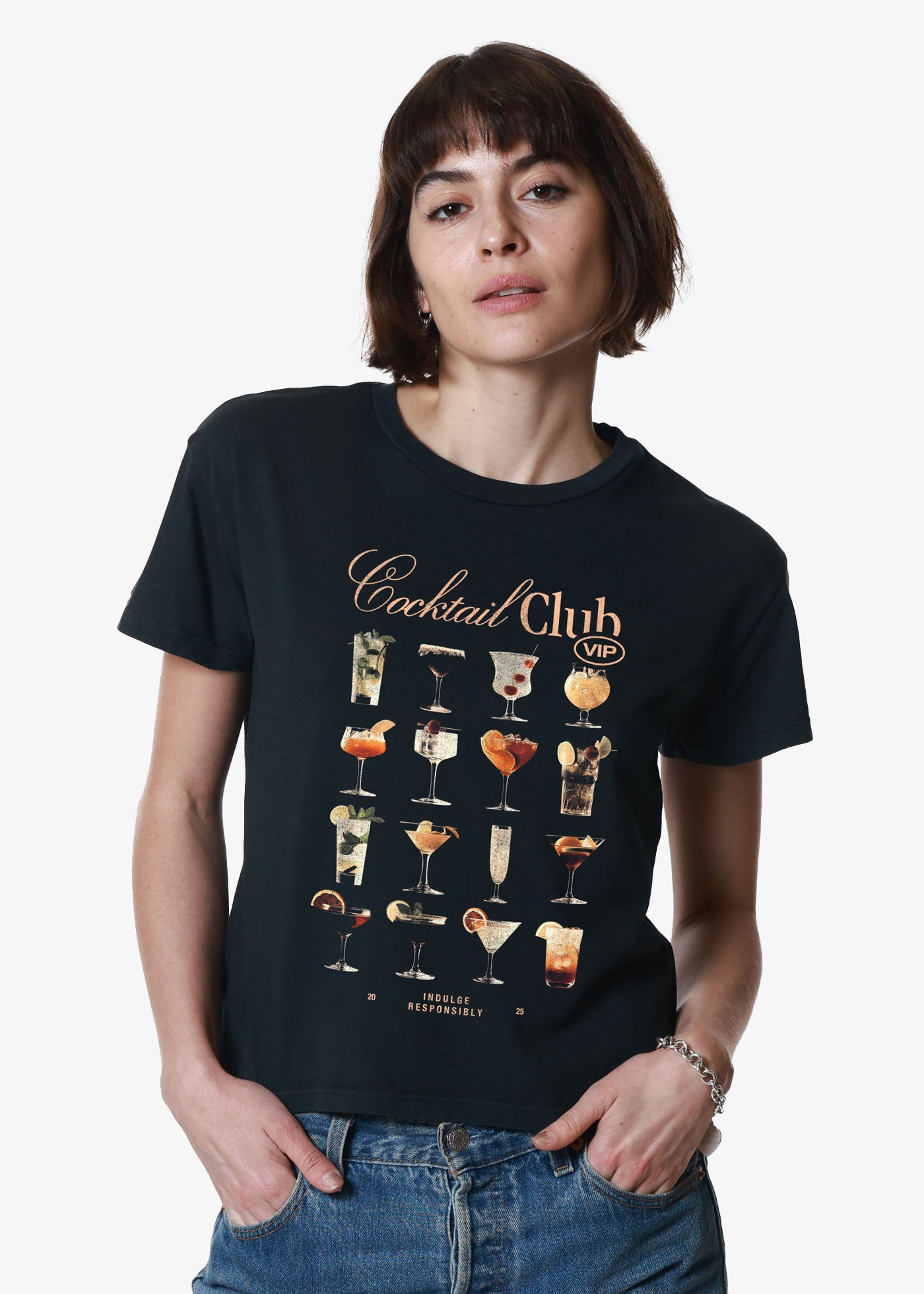 Cocktail Club Faded Black Classic Tee