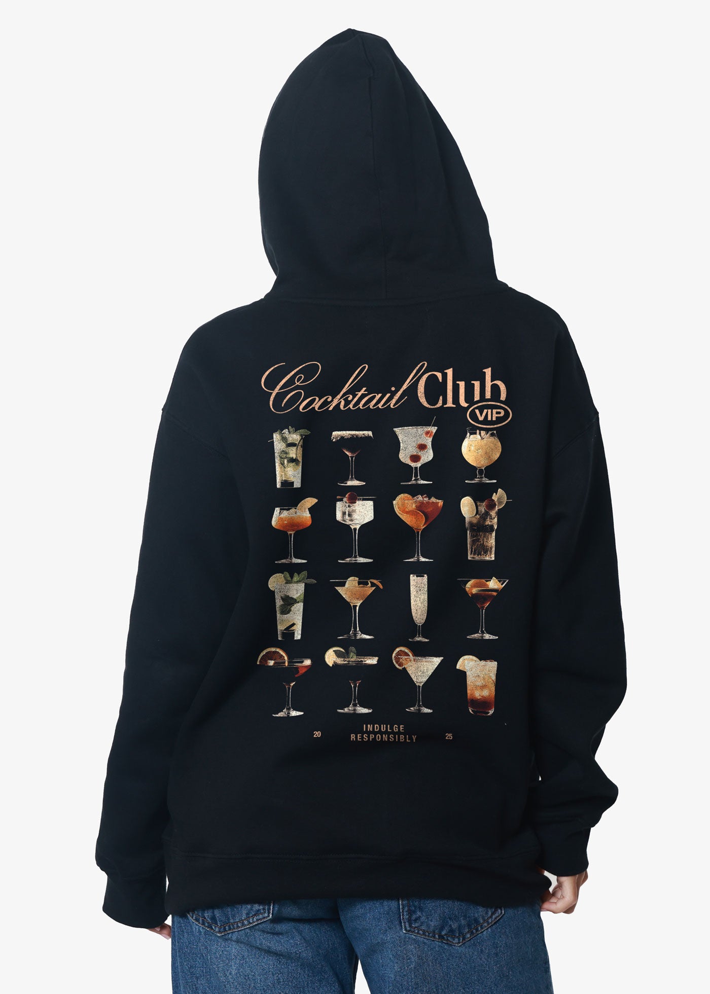 Cocktail Club Oversized Black Hoodie