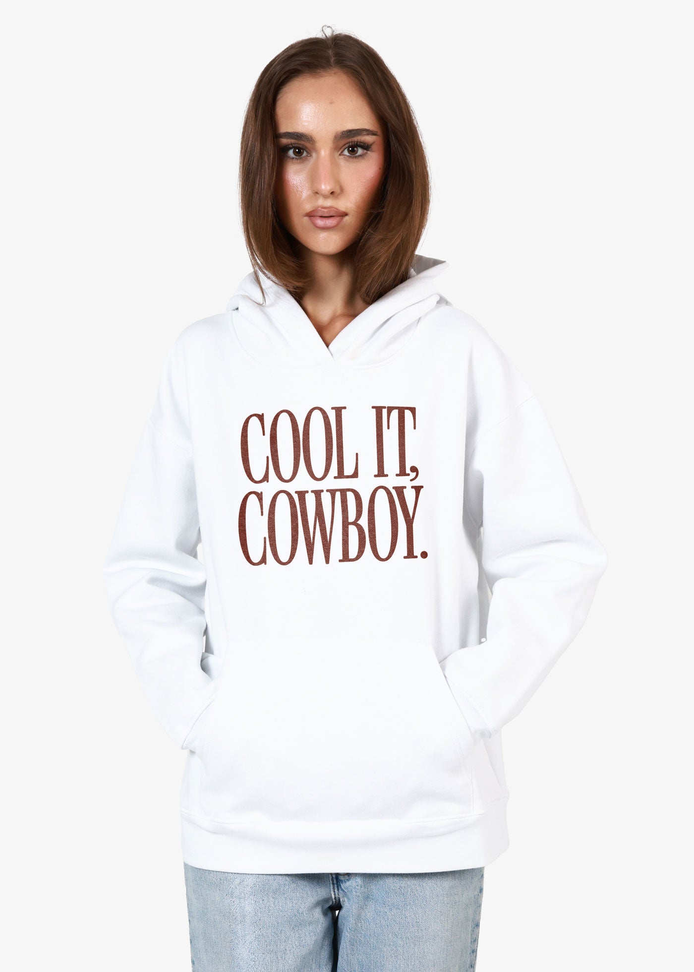 Cool It Cowboy Oversized White Hoodie