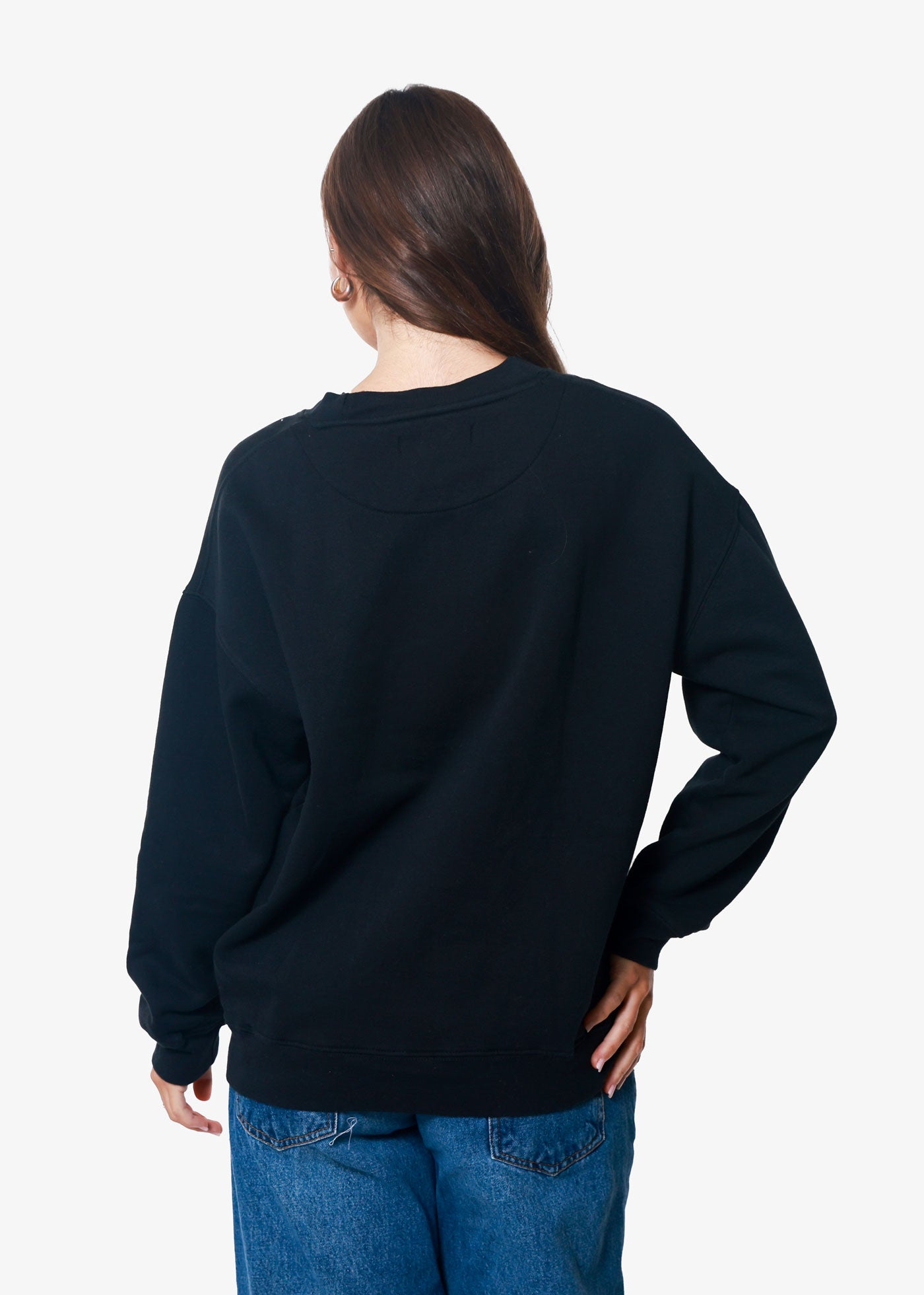 Country Stardust Oversized Black Crewneck Sweatshirt