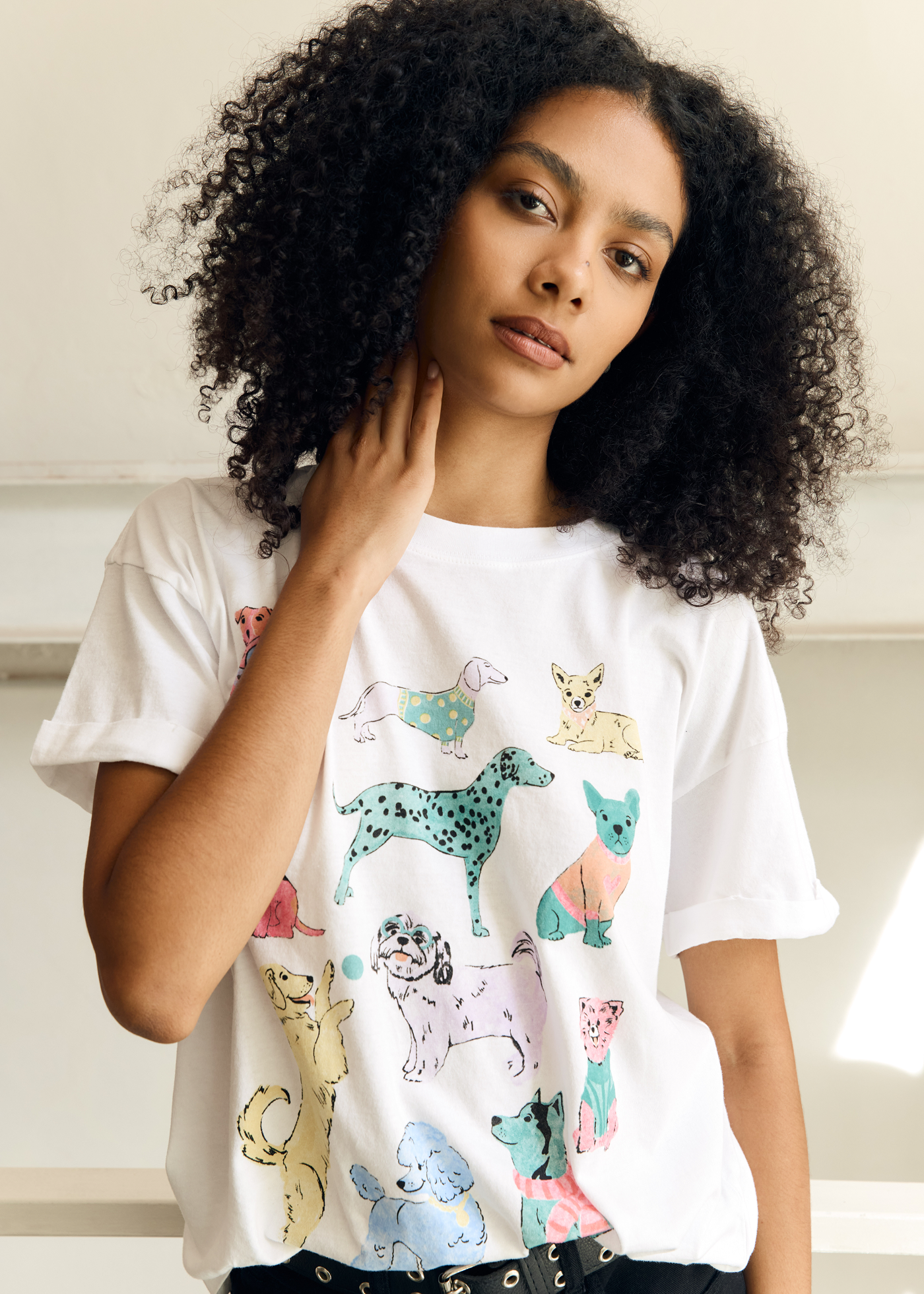 Dogs Vintage White Boyfriend Tee