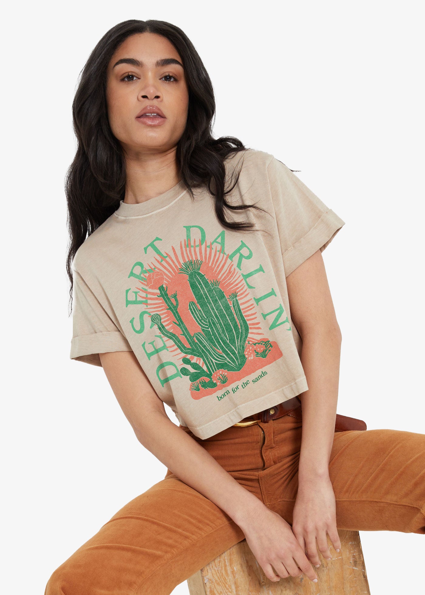Desert Darlin Sand Cropped Boyfriend Tee