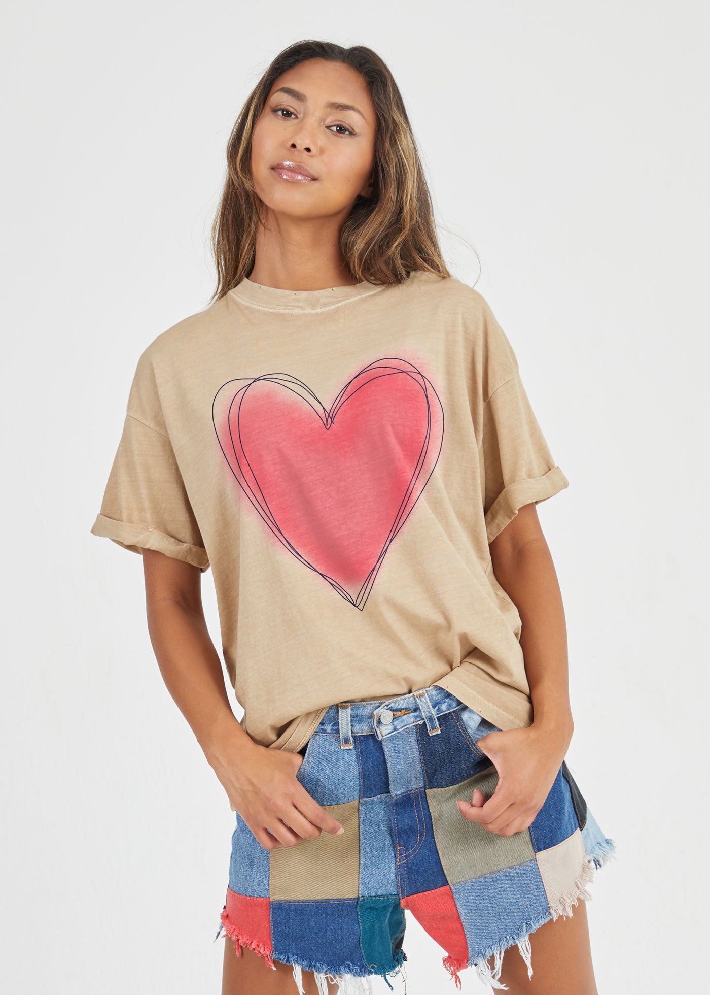 Pink Heart Sand Boyfriend Tee