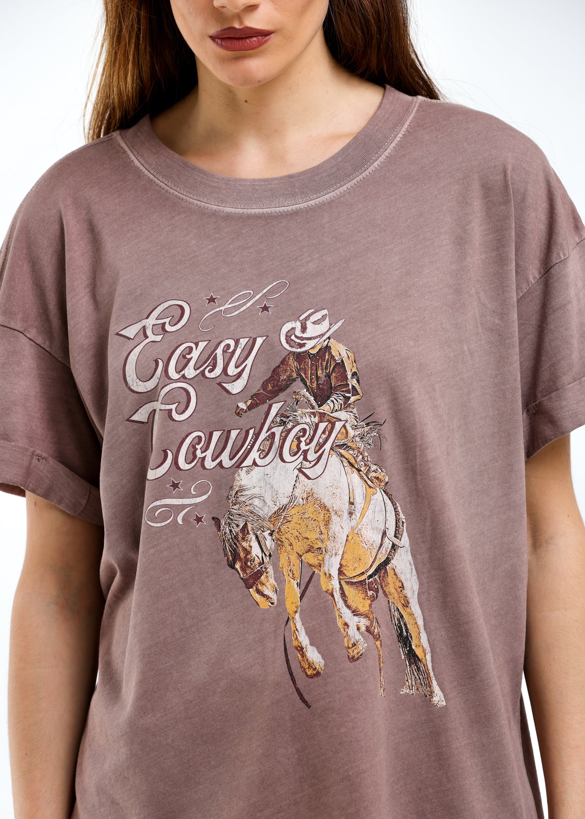 Easy Cowboy Mauve Boyfriend Tee