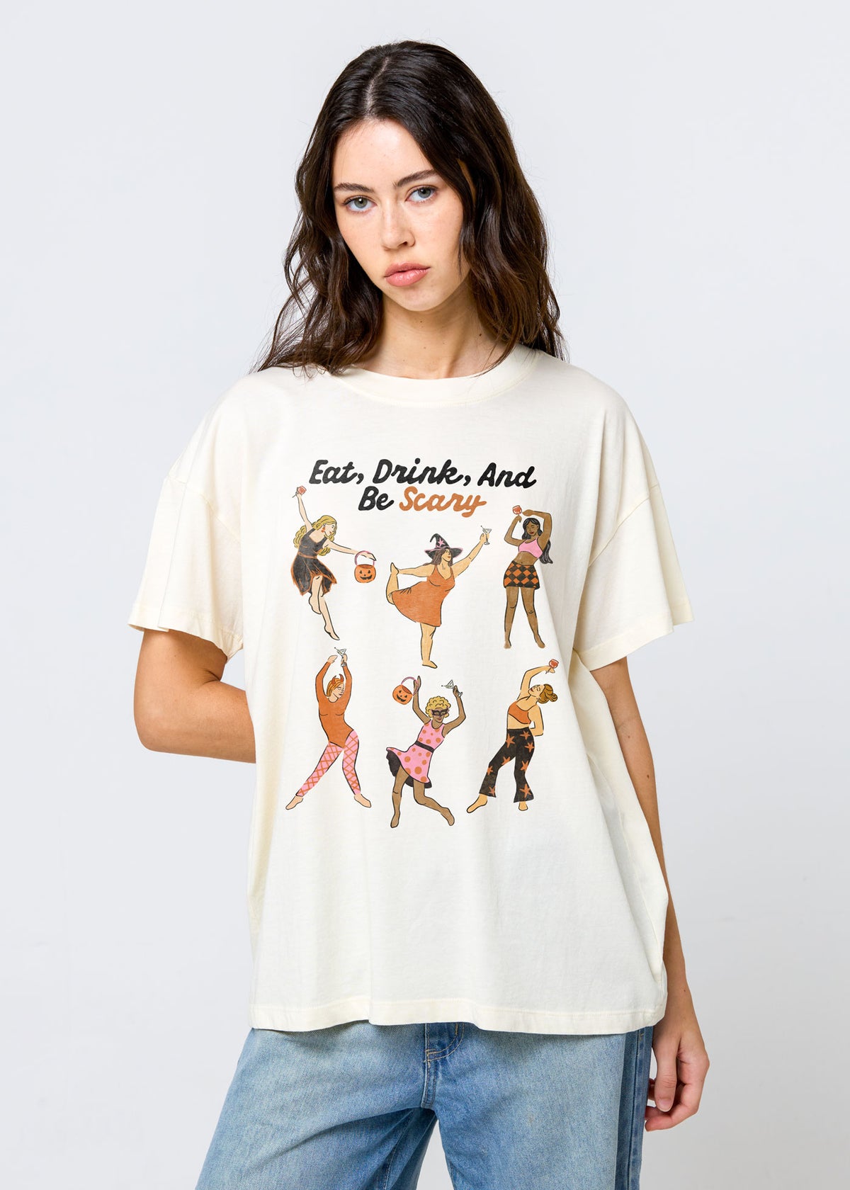 Eat Drink Be Scary Off White Oversized Tee
