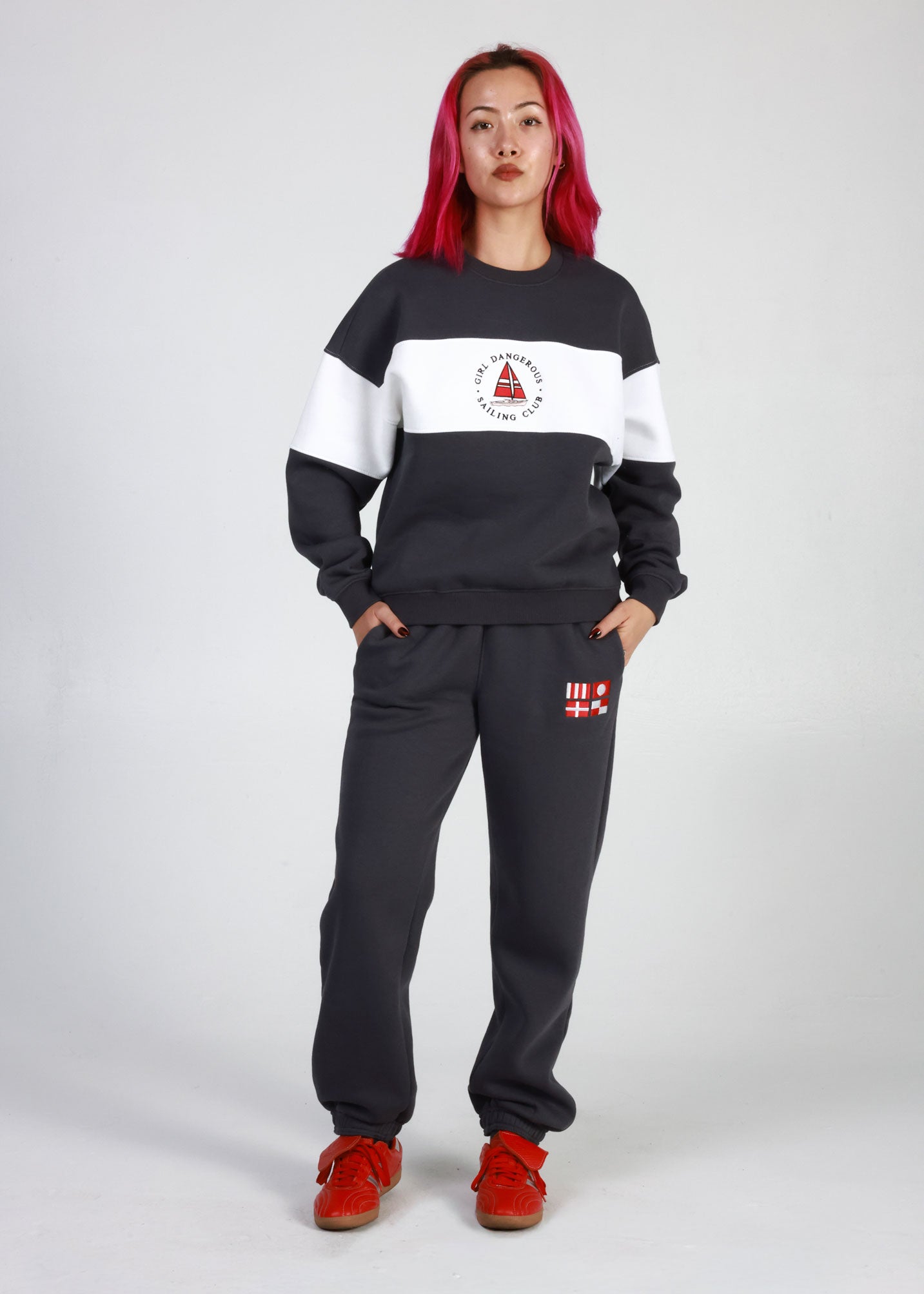 Girl Dangerous Sailing Club Navy Oversized Crewneck Sweatshirt