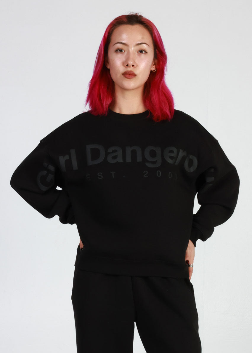 GD Branded Black Oversized Crewneck Sweatshirt