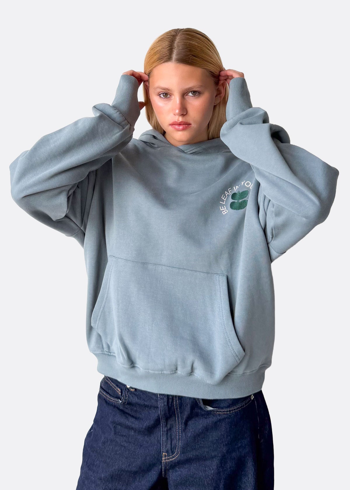 Grow Your Own Way Organic Pale Blue Oversized Hoodie