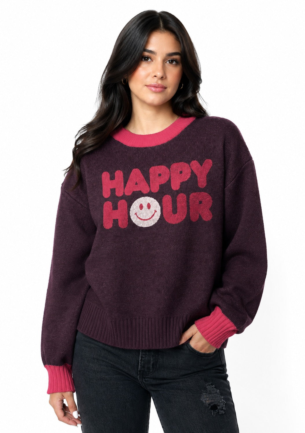 Happy Hour Plum Oversized Sweater